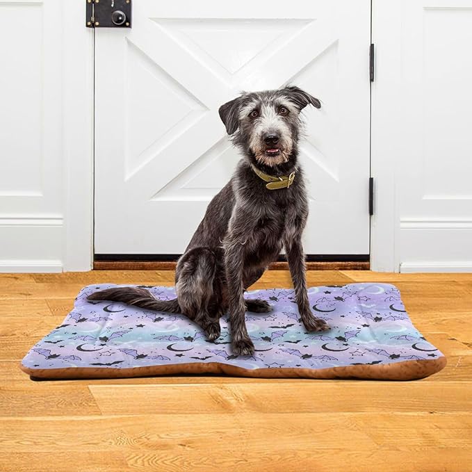 Purple Bat Moon Pet Bed Cute Dog Bed Mat Absorbing Non Slip Pad Pet Sleeping Mat for Small, Medium, and Large Dogs Puppy Cat 24 in x 18 in