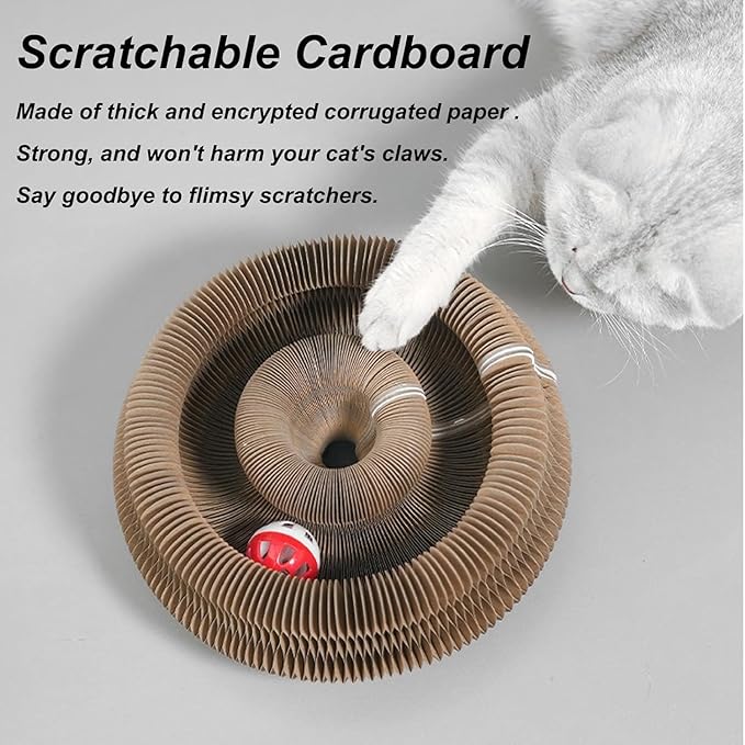 Kitty Kurlz Cat Toy,Magic Organ Cat Toy,Magic Organ Cats Scratcher Board,Foldable Recyclable Accordion Toys with Ball for Cats Indoor(2pcs)