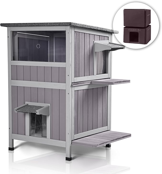 GUTINNEEN Insulated Outdoor Cat House for Winter Waterproof Feral Cat Shelter Weatherproof