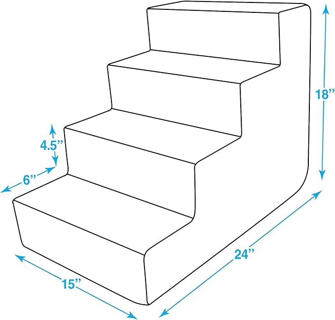 Best Pet Supplies Dog Stairs & Steps - CertiPur-US Made in USA Foam Steps for Small Dogs & Cats, Non-Slip Indoor Balanced Pet Step Support, Dog Ramp, No Assembly, Brown Linen, 4-Step (18-inch Height)