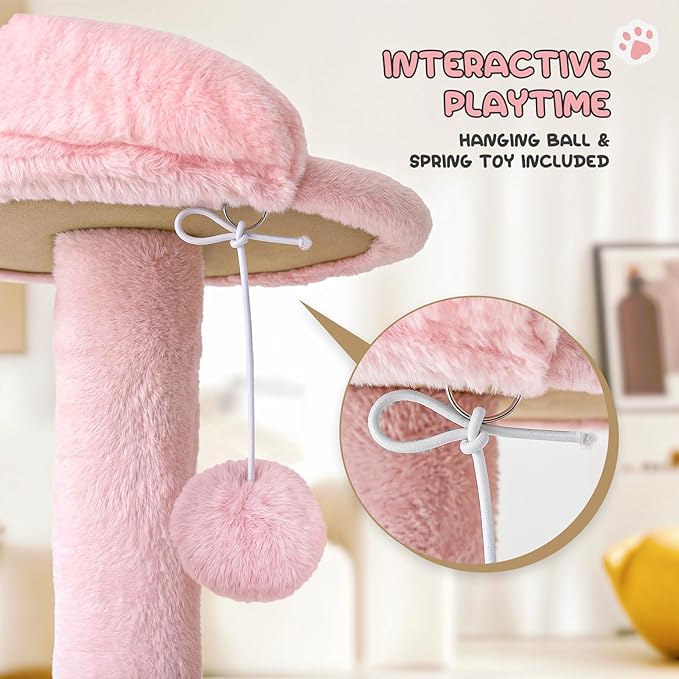 MoNiBloom 77 Inch Cat Tree Tower for Indoor Cats Large Adults, Tall Cat Tower with Scratching Post, Multi-Level Furniture Activity Center with Cat Condo Pet Play House, Soft Pink