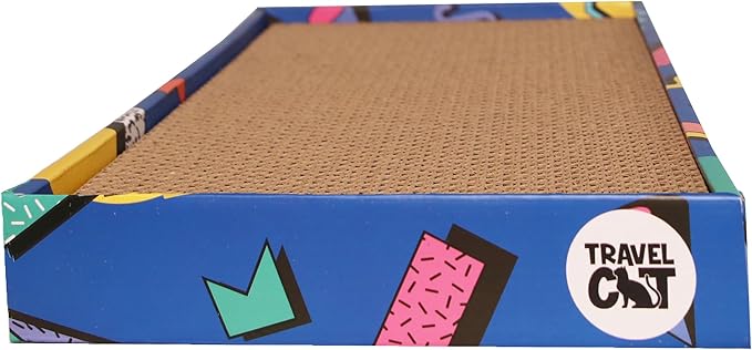 Travel Cat Portable Cat Scratcher - Durable and Recyclable Cat Scratching Board for Indoor Cat, Kitten for Rest, Play, Scratch - Premium 90s Travel Cat Scratch Pad with Box