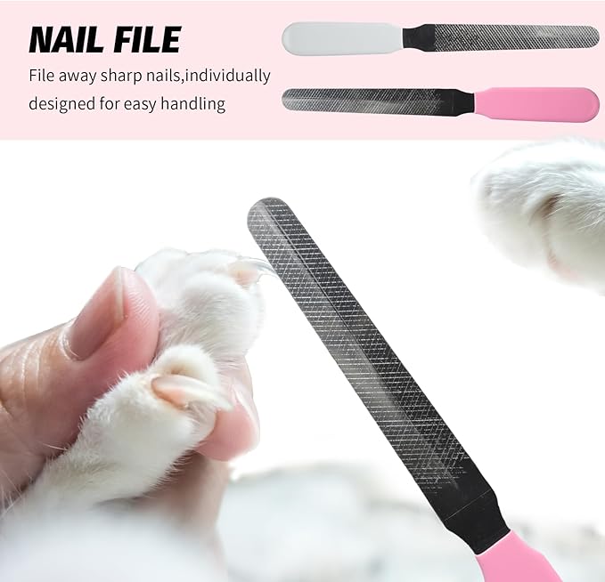 2 PCS Bearded Dragon Nail Clippers, Cat Nail Trimmer, Stainless Steel Cat Claw Clippers, with (White + Pink) Files * 2, Suitable for Reptiles, Novice Pet Families (Orange + Rose Red)