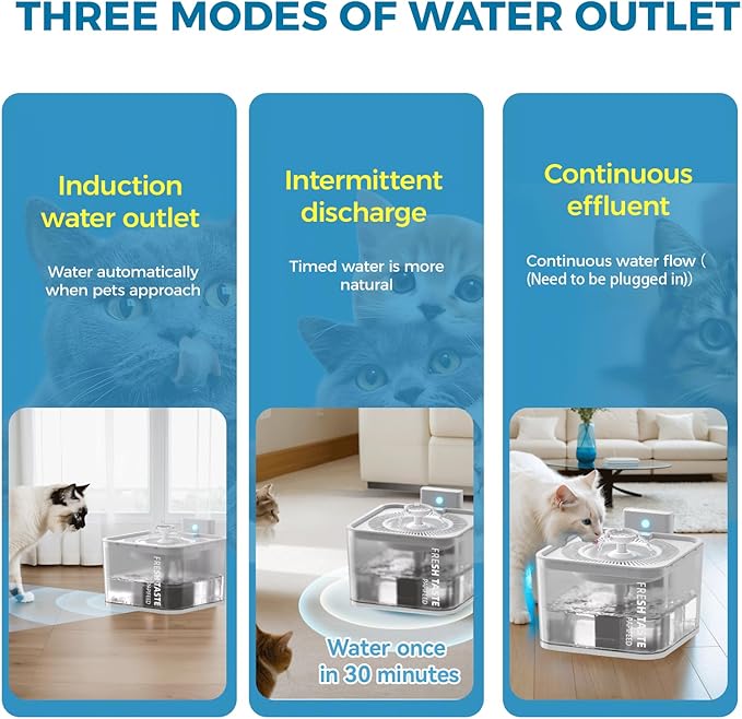 PAPIFEED Wireless Cat Water Fountain, 106oz/3L Battery Operated Pet Water Fountain Cordless for Cats Indoor, Automatic Cat Drinking Dispenser with Motion Sensor, Leak-Proof Silicone Pad Included White