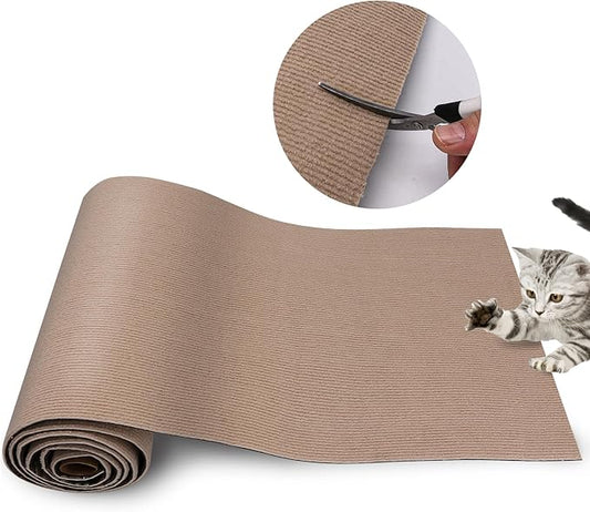 Cat Scratch Mat 120 "x15.8, Cat Scratch Sofa Furniture Protector, Trimmable Self-Adhesive Cat Scratch Pad for Decorating Cat Towers, DIY Cat Tree Shelf, Walls and Climbing Frames (Beige)