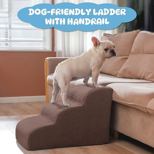 Dog Steps, 4-Step Dog Ramp and Steps for High Beds and Sofa, Non-Slip Pet Stairs, Removable and Easy to Clean Pet Stairs, Coffee