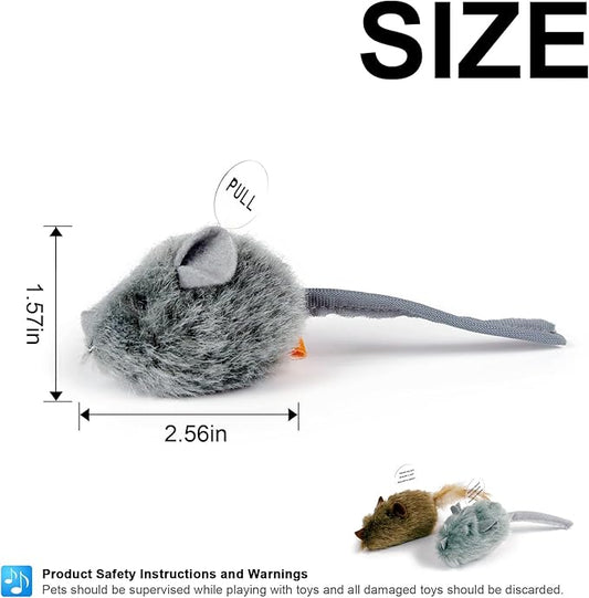 TTcat 2Pcs Catnip Matatabi Silvervine Mice for Cats and Kittens,Interactive Cat Mice Toy,Melody Chaser Cat Play Squeaking Mice.