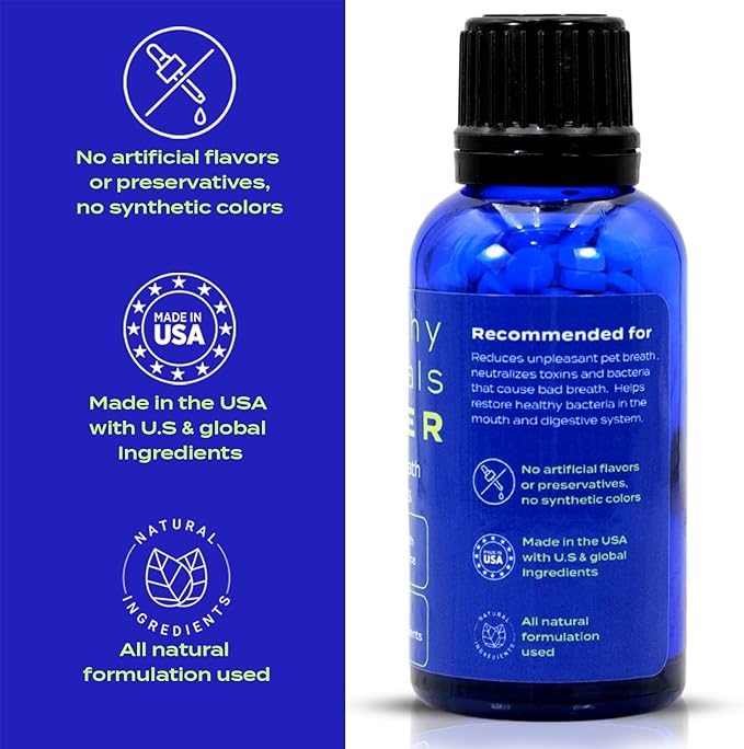HA4E - Cat Bad Breath Remedy - Promotes Clean Teeth, Plaque & Tartar Control - No Brushing Needed - All-Natural, Non-GMO, Organic, Preservative & Chemical Free - 300 Dissolvable Tablets