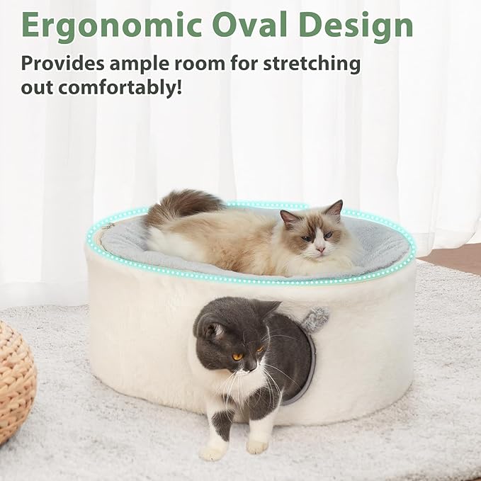 Sunhoo Elevated Cat Beds for Indoor Cats Enclosed House Hideaway Raised Kitty Hammock Large with Washable Cover Kitten Cave Pet Hut Puppy Condo Cubby Plush Cushion Easy Assembly 23.6 * 17.7 * 10.6in