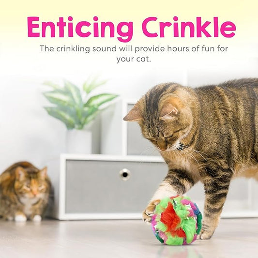 Jumbo Cat Crinkle Ball Toy – 1-Pack of 3.5" Interactive Indoor Kitten & Cat Toy – Soft, Sparkle, Lightweight, Safe for Play–Irresistible Crinkly Sound for Active, Suitable for Larger Cats