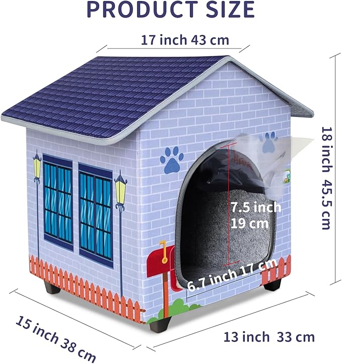Elevated Cat Houses for Indoor/Outdoor Covered Kitten Beds Feral Cat Shelter Hideaway Bed Easy to Assemble