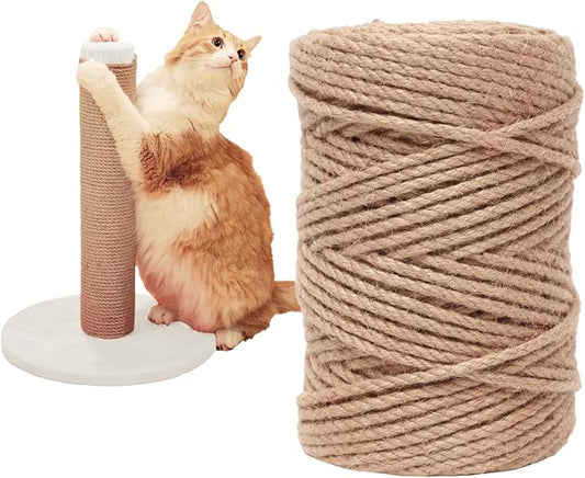 Nature Hemp Rope,sisal rope for cat scratcher,rope for cat scratch post,cat scratching post replacement,Cat Scratcher Replacement Rope Heavy Duty Jute Twine for Cat Tree and Tower, DIY (1/4inch,166FT)