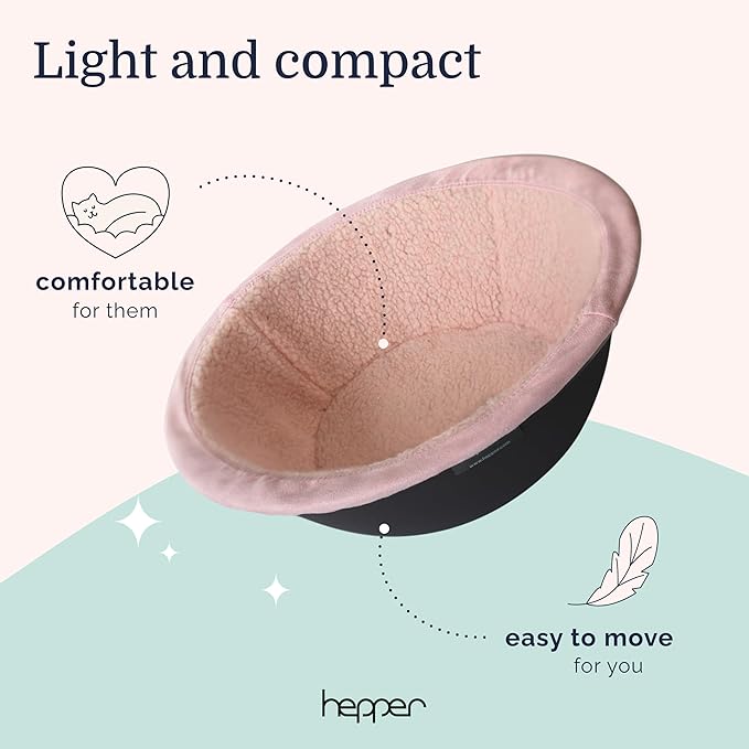 Hepper Cat Nest - Washable Cat Bed with Removable Fluffy Fleece Liner - Cozy Comfy Calming Cat Bed Round Shape - Cat Warming Bed - Donut Cat Bed Desk Ready - Small Cat Bed for Indoor Cats (Grey/Pink)