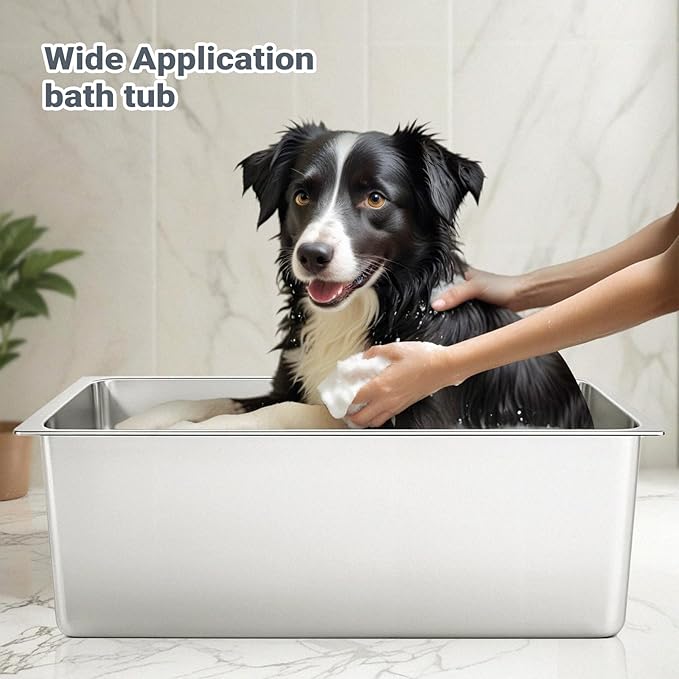 Kirecoo Stainless Steel Cat Litter Box, Small Metal High Sided Cat Pan Box, Indoor Litter Tray, Non Stick, No Smell, Easy to Clean, Pet Toilet Supplies for Cats