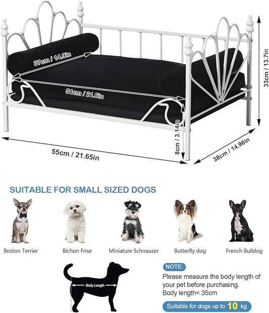 Pet Sofa Bed, Cat Bed,Dog Bed,Cat Couch,Pet Couch,Metal Frame and Detached Velvet Cushion,Cool Dog Couch for Small Cats &Dogs&Puppy Summer Using (White)
