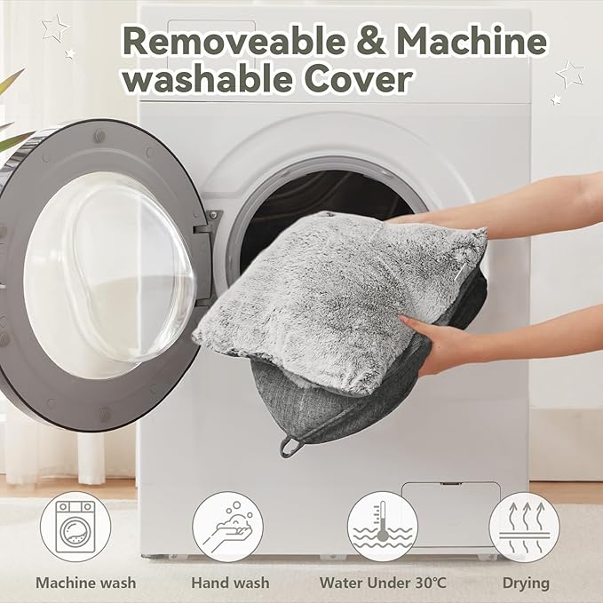 Cat Bed Cave-Cat Beds for Indoor Cats,Kittens and Large Pets,Foldable and Washable with Removable Cushioned and Anti Slip Bottom(Large,Grey)
