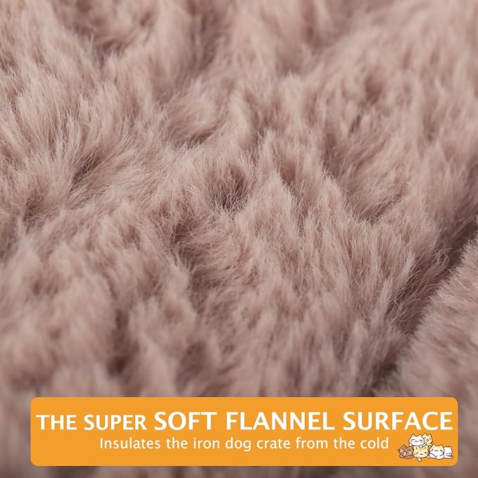 Reversible Dog Bed Mat with Plush and Corn Velvet,Soft Warm Pet Cushion, Dual Purpose Washable Sleeping Mattress Bed for Small Medium Large Dog and Cat XB004 (42"x28", Khaki)