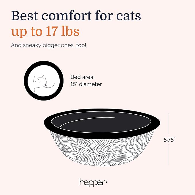 Hepper Cat Nest - Washable Cat Bed with Removable Fluffy Fleece Liner - Cozy Comfy Calming Cat Bed Round Shape - Cat Warming Bed - Donut Cat Bed Desk Ready - Small Cat Bed for Indoor Cats