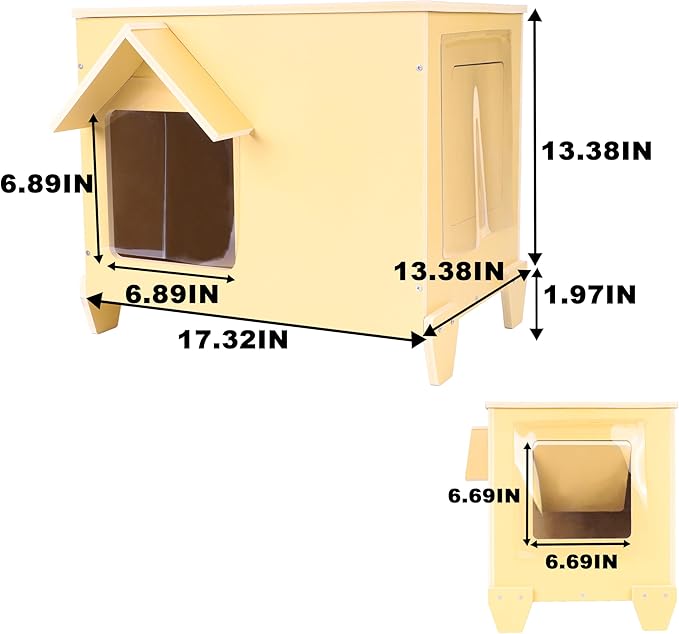 Outdoor Cat Houses Feral Cat Shelter Wooden Stray Cat Condo Outside Sturdy Waterproof and Insulated with Escape Door (one cat upgrate)