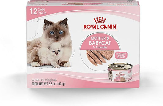 Royal Canin Feline Health Nutrition Mother & Babycat Ultra Soft Mousse in Sauce Canned Cat Food, 3 oz can (12-count)