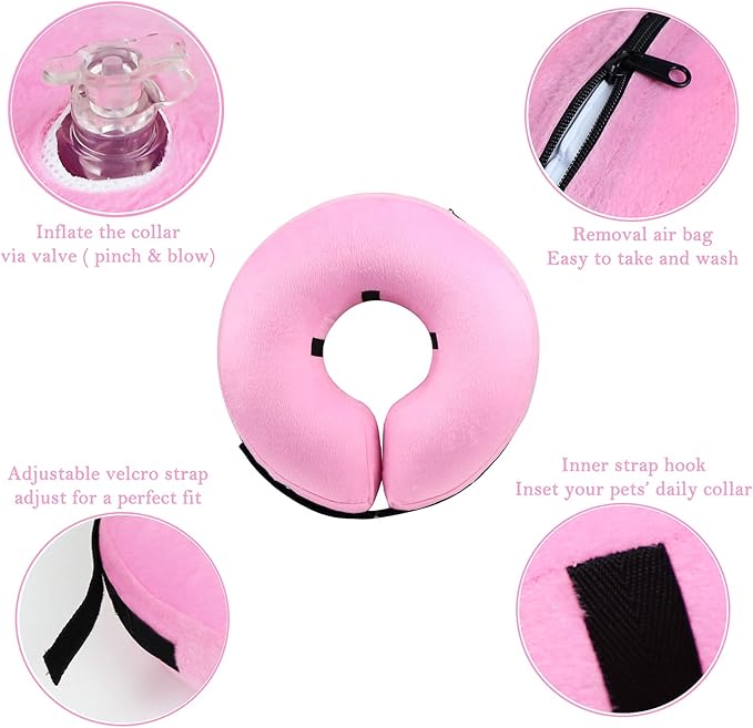 Katoggy Protective Inflatable Recovery Collar, Soft Blow-up Dog Cone Collar, Pet Donut Cone Collar, Comfy Elizabethan Collar After Surgery for Large Dog to Prevent from Biting & Scratching, Medium