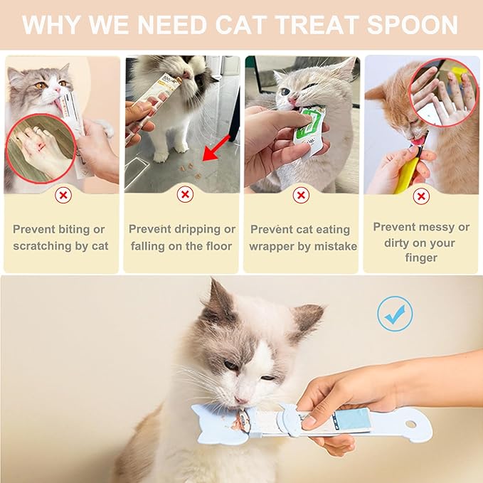 PETPAWLOVELY-1PCS Cat Treat Spoon Squeeze,Cat Strip Feeder spoon,Multi-Function Dispenser spoon,Easy Feeding Spoon for Licky Treats,Pet Food Spoon for Wet Food(Pink)