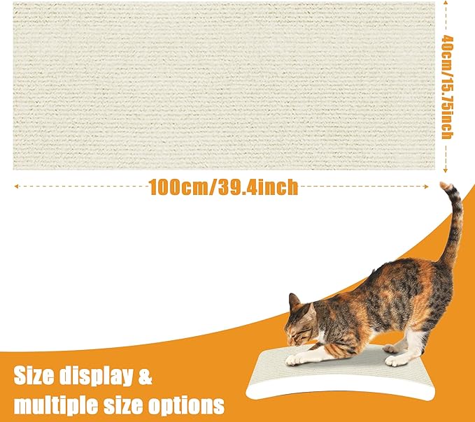 cat Scratch Pads, cat Scratcher mat for Couch, Sofa, Wall & Cat Trees - Durable Scratch Pad with Nano Tape, Scratching Pads for Indoor Cats (White, 39.3"x15.8")