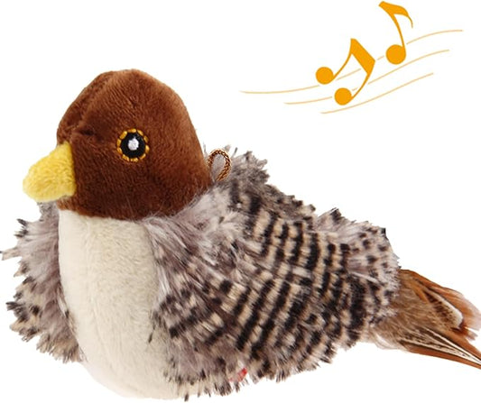 Gigwi Chirping Bird Cat Toy for Indoor Cats, Interactive Hangable Bird Cat Toy with Real Bird Sound and Feather, Automatic Bird Toy for Cats Exercise & Kicker to Self Play(No Flapping)