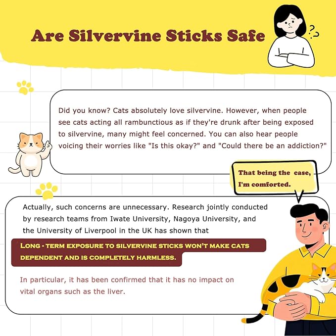 Natural Silvervine Sticks Cat Toys, Catmint Silvervine Blend Sticks, Catnip Kittens Chew Toys Teeth Cleaning (4 Pack)