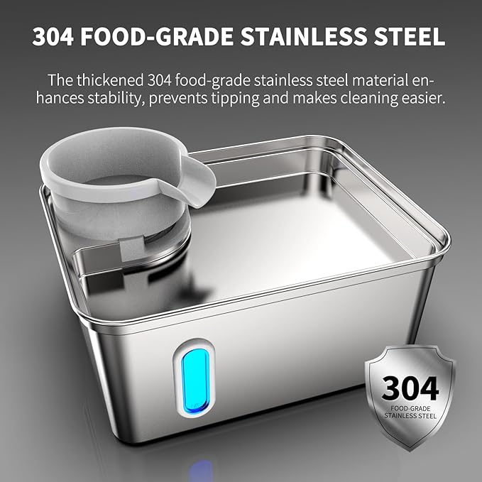 Dog Water Fountain Stainless Steel, 270oz/2.1Gallon, Pet Water Fountain for Cats and Dogs, Pet Drinking Fountain with Large Capacity, Large Surface Area, Ultra-Quiet Pump