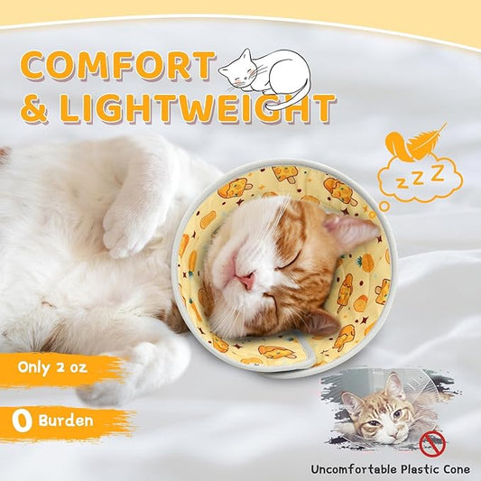 Cat Cone Collar Soft to Stop Licking, Adjustable, Foldable Lightweight Kitten Cones After Surgery Recovery for Cats & Kittens, Cat Cone Alternative (Orange, M)