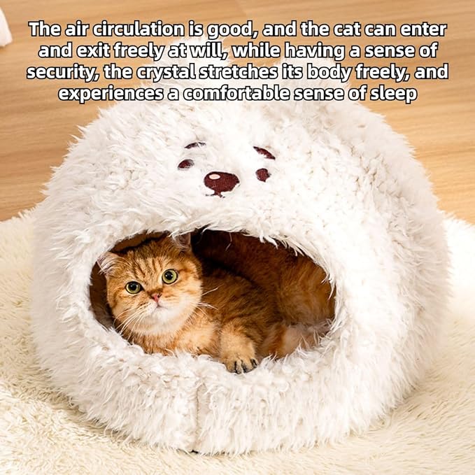 Animal Design Pet Bed Cat Dog Bed for Indoor Cats Pet Tent Cave with Removable Cushion Plush Half-Enclosed Warm House for Cats Small Dogs Kitten Puppy Sleeping (Alpacas,Medium)