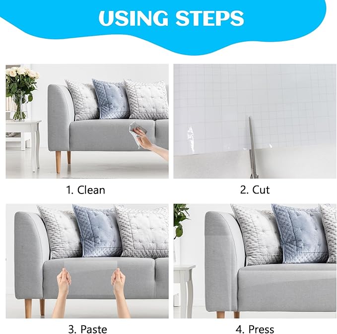 Anti Cat Scratch Furniture Protector, Couch Corner Protectors for Cats, Furniture Protectors from Cats Scratching, Walls, Doors with Pocket Knife, Scraper, Tape(15.7" x 118")