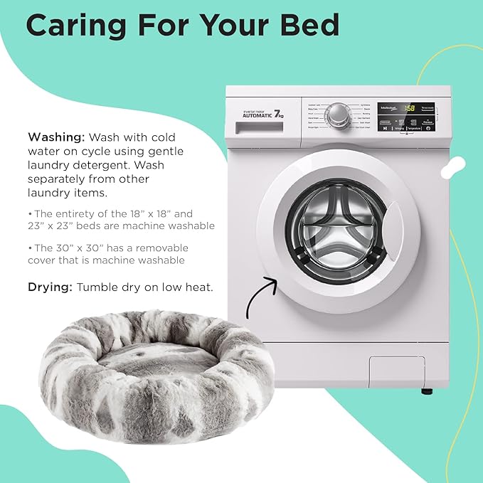 Best Friends by Sheri Patterned Lux Faux Fur Calming Donut Dog Bed, Gray, Medium, 30x30