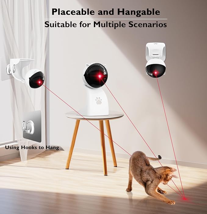 Goopow Interactive Laser Pointer Cat Toys for Indoor Cats,Cat Laser Toy Automatic for Bored Indoor Adult Cats/Kittens/Dogs,USB Rechargeable,3 Speed Modes(Gray)