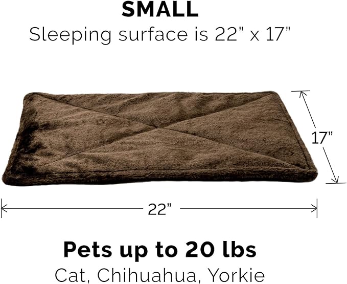 Furhaven ThermaNAP Self-Warming Cat Bed for Indoor Cats & Small Dogs, Washable & Reflects Body Heat - Quilted Faux Fur Reflective Bed Mat - Espresso, Small