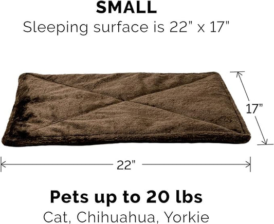 Furhaven ThermaNAP Self-Warming Cat Bed for Indoor Cats & Small Dogs, Washable & Reflects Body Heat - Quilted Faux Fur Reflective Bed Mat - Espresso, Small
