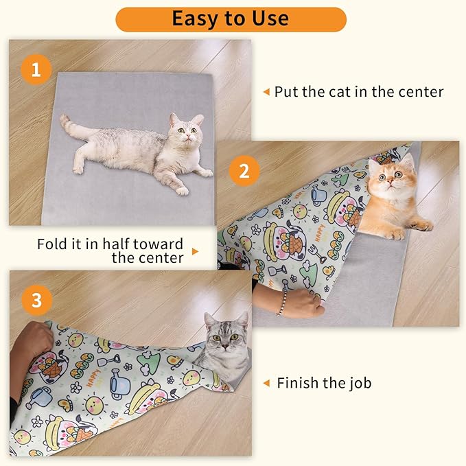 Cat Wrap for Grooming,Cat Wrap for Cutting Nails,Self-Adherent Soft Cat Blanket,Restrain The Cat to Keep Calm,Anti-Bite, Anti-Scratch, Wrap Anti-Escape Grooming Bags for Cats (Within 9lbs)