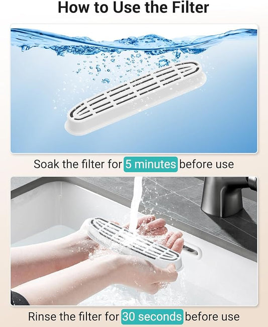FT999 Cat Water Fountain Filter, 8 Packs Replacement Filters for Wireless Cat Water Fountain Stainless Steel (4 Filters+4 Sponges)