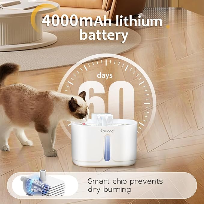 Cat Water Fountain Stainless Steel for Drinking, Pet Water Fountains 3.2L/108 OZ Automatic Water Dispenser Bowl with Filter Pump Spout for Indoor Multiple Pets, Rechargeable Quiet Large