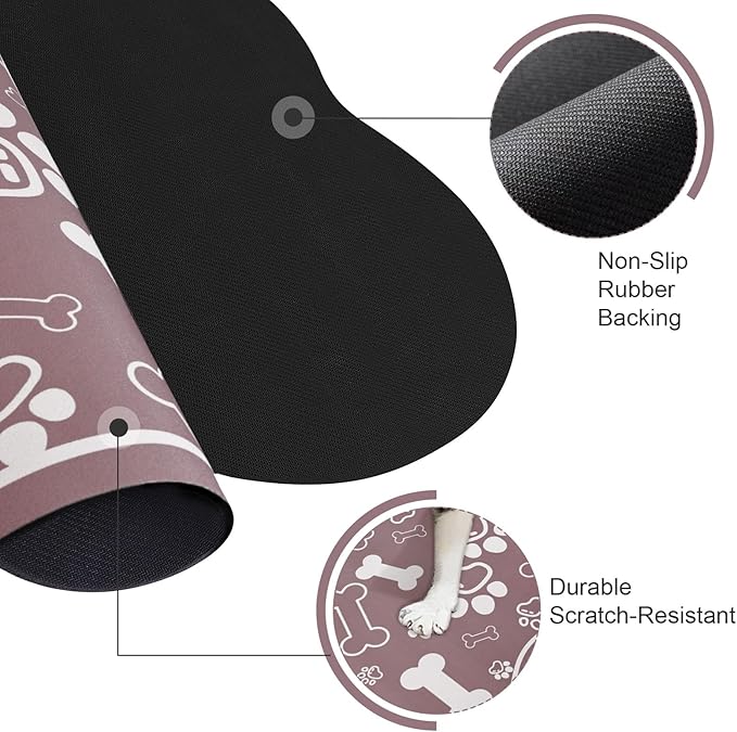 Dog Cat Mat for Food and Water,Rapid Absorbent Pet Feeding Mat, Bone Shaped Dog Placemat Bowl Mat with Rubber Backing,No Stains Pet Food Mats Indoor, Pet Accessories Supplies,Brown 12"×18"