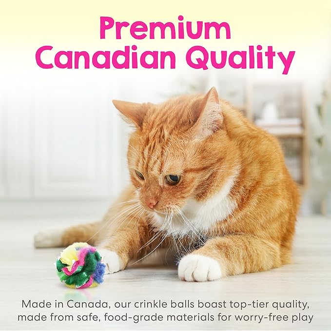 Cat Crinkle Ball Toy – 50-Pack of 1.5" Soft, Lightweight Kitten and Cat Toys – Sparkly, Crinkly, Durable, Safe and Interactive for Indoor Play, Batting, Chasing, Fetch, Training and Daily Exercise