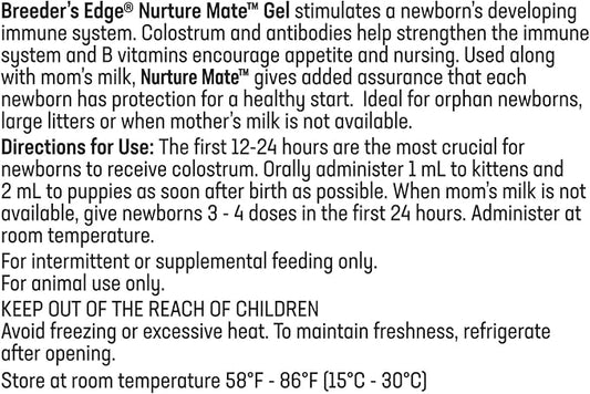 Revival Animal Health Breeder's Edge Nurture Mate - Colostrum Supplement for Puppies & Kittens, Dogs, Cats - 30 ml Paste