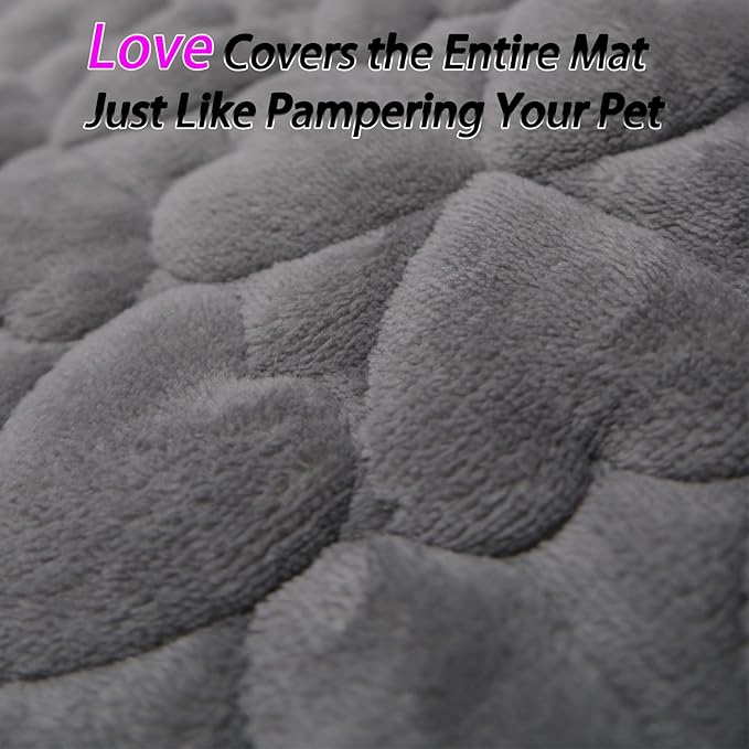 Dog Bed Mat 35"x27" Love Heart Shaped Crate Mat Fluffy Soft Washable Pet Pad Blanket for Indoor Bed Couch Sofa Floors Cat and Dogs Sleeping Mattress (Gray)