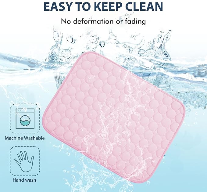 MICROCOSMOS Summer Cooling Mat & Sleeping Pad- Water Absorption Top, Materials Safe, Easy Carry, EZ Clean. Keep Cooling for Pets, Kids and Adults.(Pink, 24" x18")