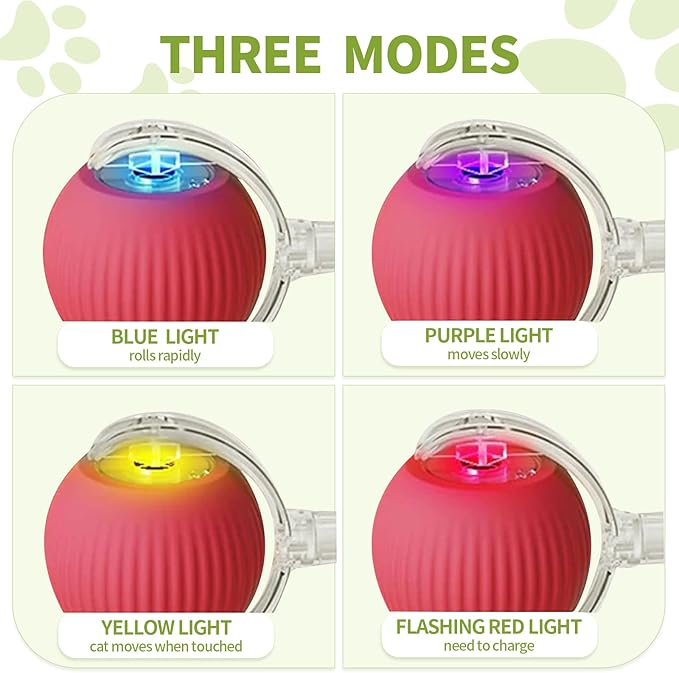 2pcs Smart Interactive Pet Toy Ball, Self Rolling Dog Ball Interactive Cat Toys, 360° Smart Automatic Rolling Ball Toy for Dogs Cats Indoor Outdoor Play (Green&Grey)