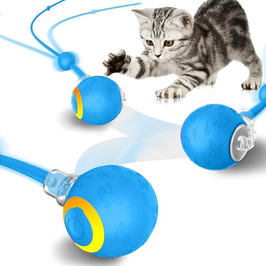 Interactive Cat Toys Ball for Indoor Cats,Automatic Kitten Toys for Bored Indoor Adult Cats,Motion Activated,USB Rechargeable (Blue)