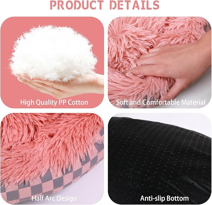 Cat Bed Hooded Plush Nest with Self-Warming Cozy Cave, Calming Anti-Anxiety Pet Bed for Indoor Cats & Small Dogs, Removable Washable Cover & Waterproof Bottom - Pink