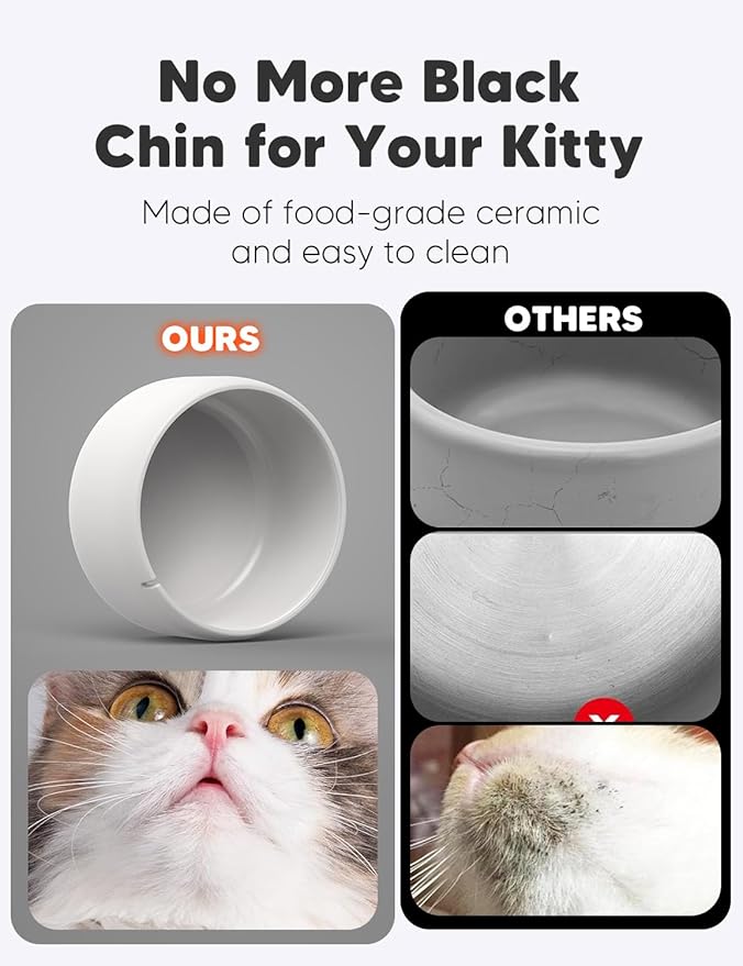 WOPET Ceramic Cat Water Fountain W03 Lite,3L/101oz Ceramic Pet Fountain,Automatic Water Fountain for Cats & Dogs, Fashion Cat Fountain with Ultra-Quiet Pump and Filter & Sponge White Orange