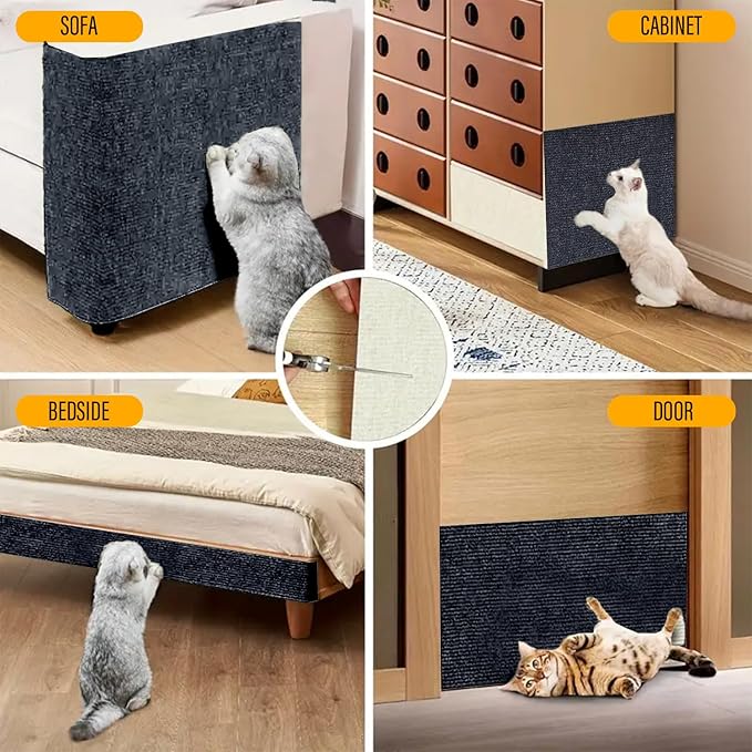 Cat Scratch Couch Furniture Protector, Adhesive Cat Scratch Pad Deterrent for Furniture, DIY Climbing Scratcher for Indoor Cats (Dark Grey, 39.3x15.8 in)